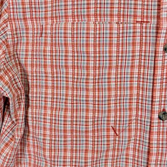 Cabela's CoolMax Orange White Plaid 4Most UPF 30 Button Front Shirt Men's Medium - Picture 5 of 9